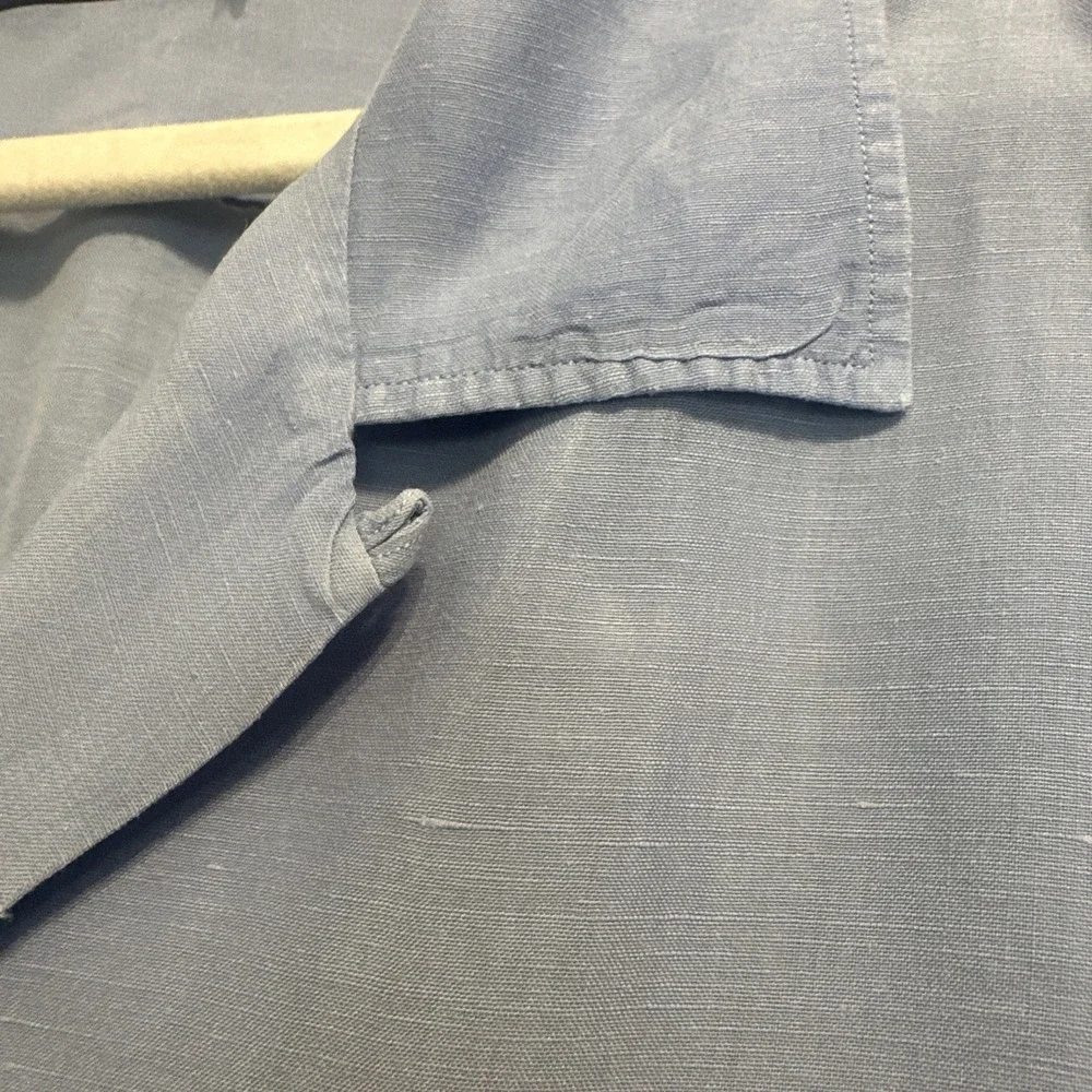 Polo Ralph Lauren Linen Silk Camp Shirt Loop Collar Big & Tall 3XLT Blue *read